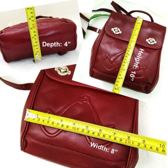 WHY Vintage Burgundy Red Genuine Leather Backpack Silver-tone Turn lock … - Picture 11 of 13